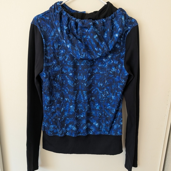 Alo Yoga Women Large Flow Zip Up Jacket Blue Black Activewear Workout Athleisure - Picture 5 of 6